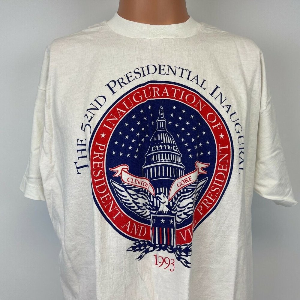 Bill Clinton 1993 Presidential Inauguration T Shirt Vtg 90s Al Gore Made USA XL